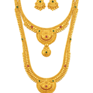 Premium Traditional Dual Layer Temple Necklace Set with Earrings