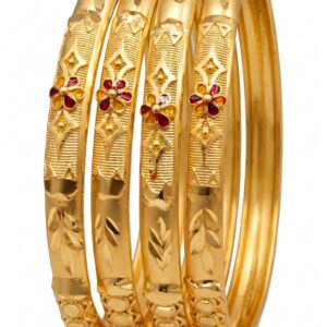Designer Gold Finish Floral Bangles Set for Women