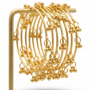 Designer Gold Finish Charm Bangles Set for Women